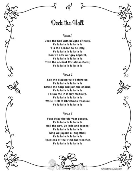 Deck the Halls Lyrics Printable Template Image 1