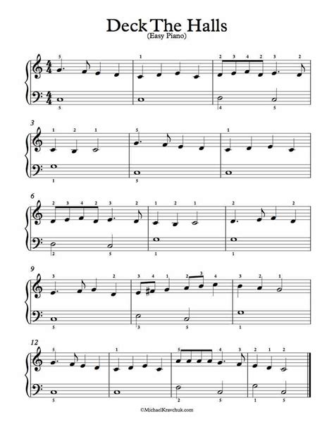 Deck the Halls Piano Sheet Music