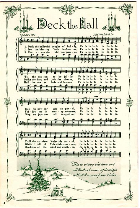 Deck the Halls Vintage Sheet Music