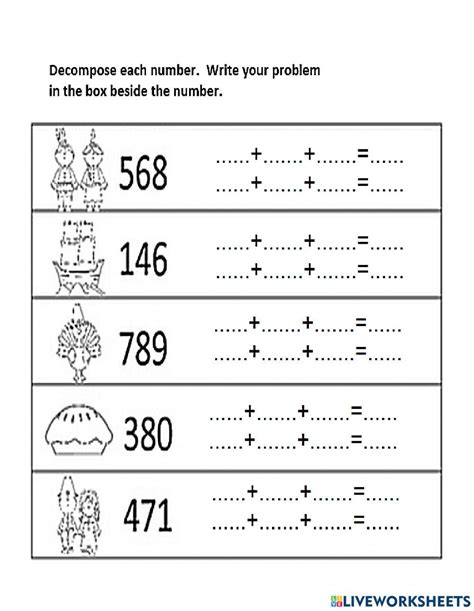 Decomposition of Numbers Worksheets