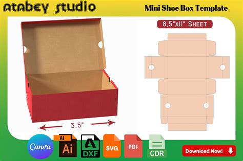 Decorative mini shoe box template