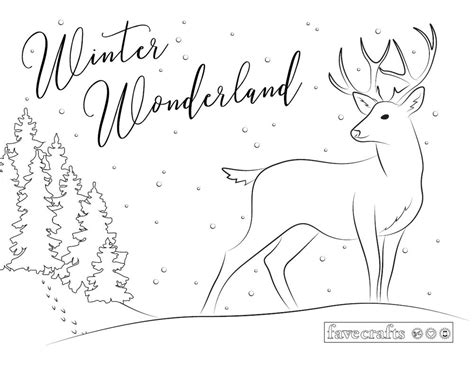 Deer in Snow Coloring Page