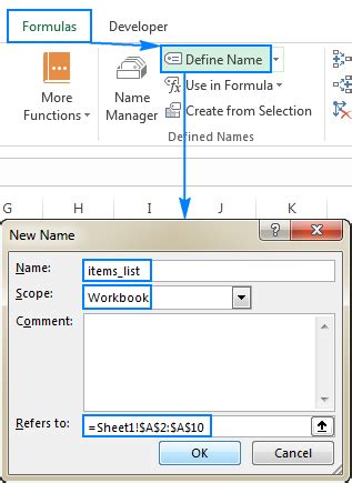 Define Name Feature in Excel