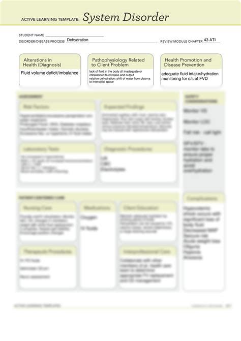 Dehydration system disorder diagnosis