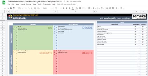 Delegate Tasks with Eisenhower Matrix Template Google Sheets