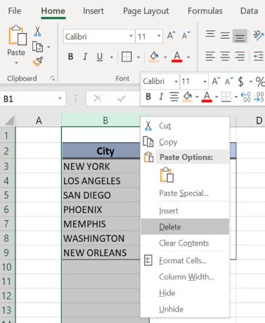 Delete columns to the right example 6