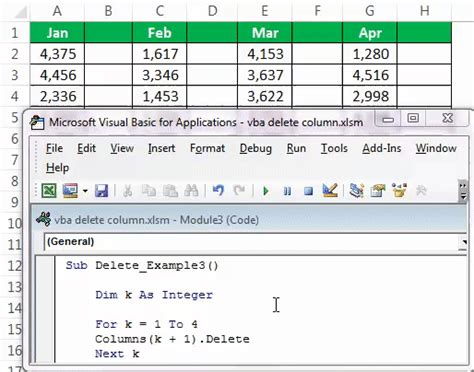 Deleting columns with VBA code