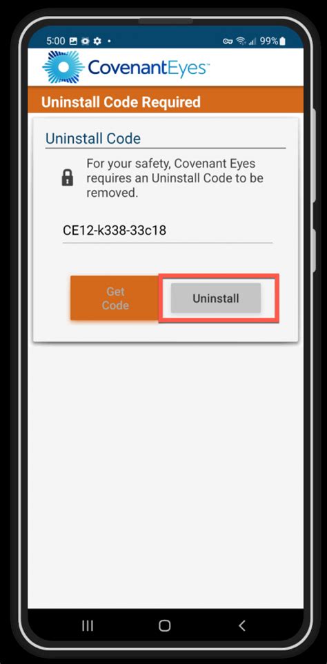 Delete Covenant Eyes Account through Mobile App