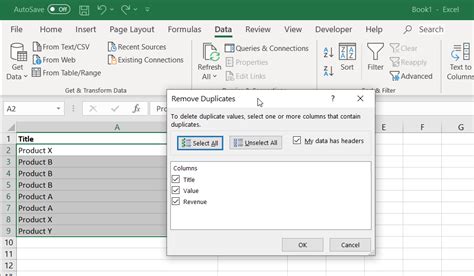 Delete Duplicates in Excel