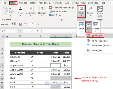 Deleting empty cells using different methods