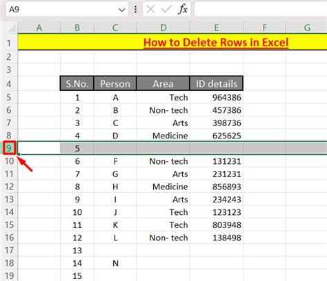 Delete Rows in Excel