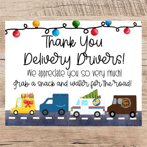 Delivery Driver Appreciation Snack Sign