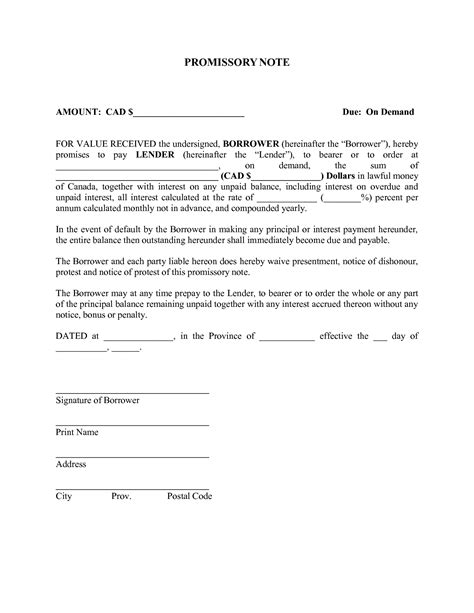 Demand Promissory Note Template