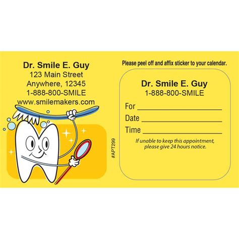 Dental Appointment Card Template