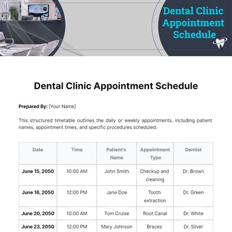 Dental appointment scheduling template