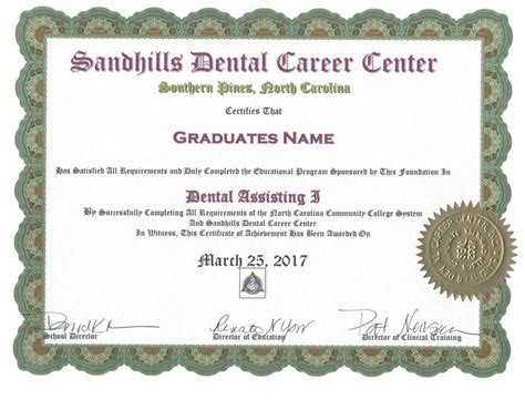 Dental assistant certification