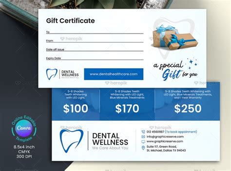 Dental gift certificate template 1