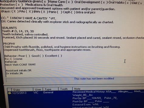 dental hygienist clinical notes template example 2