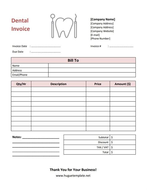 Dental Invoice Template Template Example