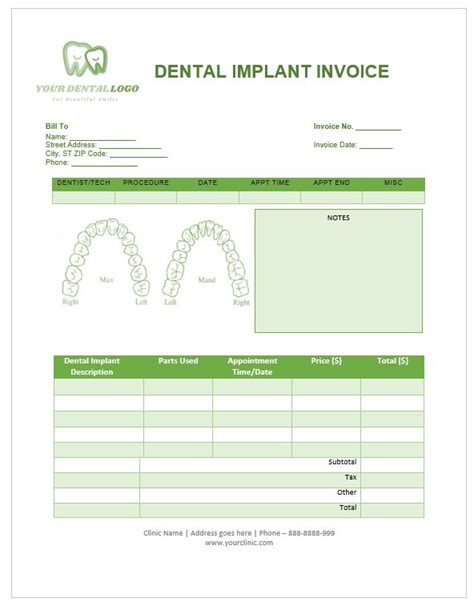 Dental Invoice Template Printable Example