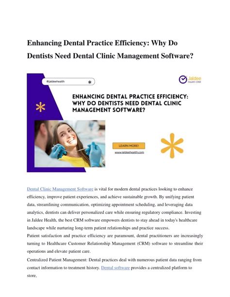 Dental practice efficiency template