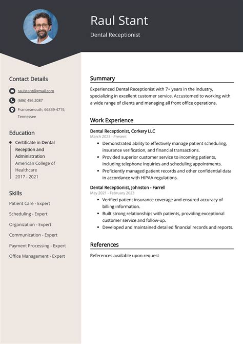 Dental Receptionist Resume Template