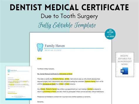 Dentist note template 1