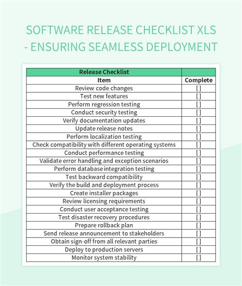 Deployment Checklist Excel Template