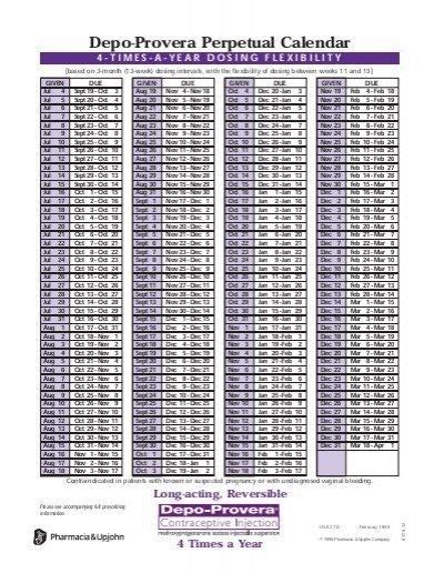 Depo-Provera Calendar Template