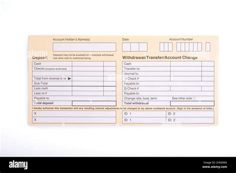 Deposit Withdrawal Slips