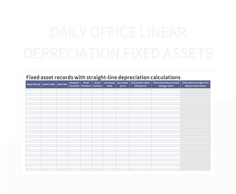 Depreciation Template Google Sheets