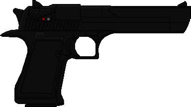 Desert Eagle pistol with a scale in the background