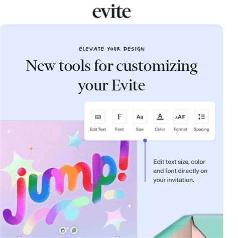 Design tools for Evite templates