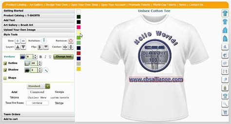 A design tool for t-shirts on a computer screen