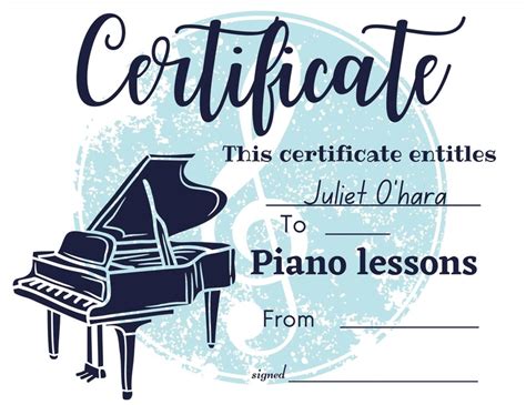 Designing Piano Lessons Gift Certificate Template