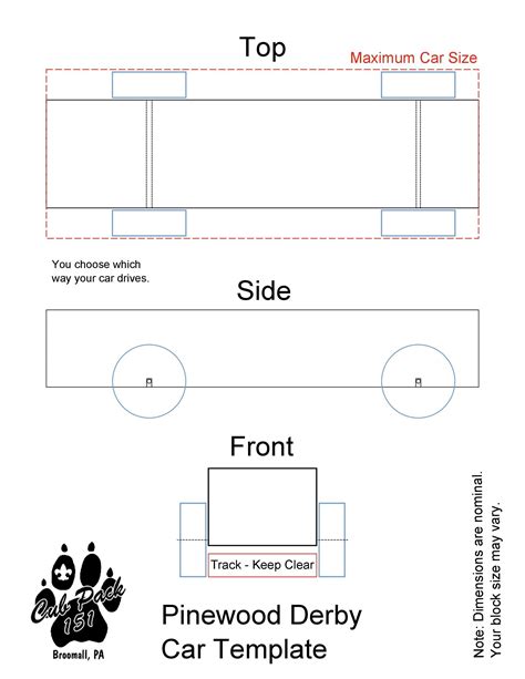 Designing your own Pinewood Derby cut out template