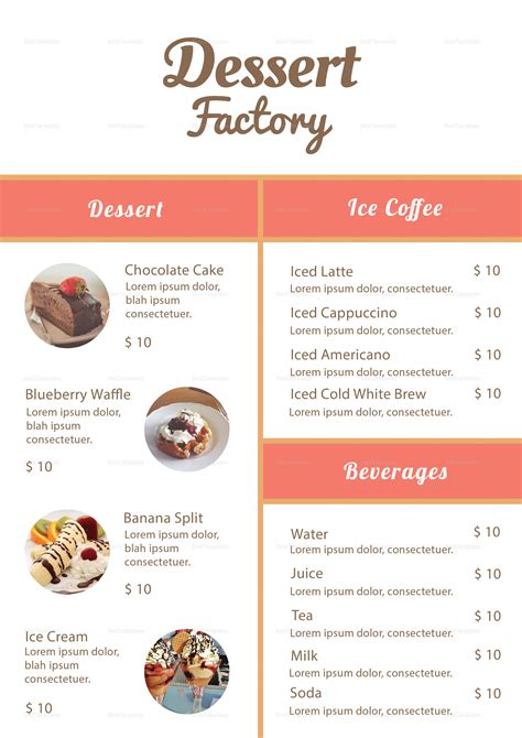 Dessert Menu Template