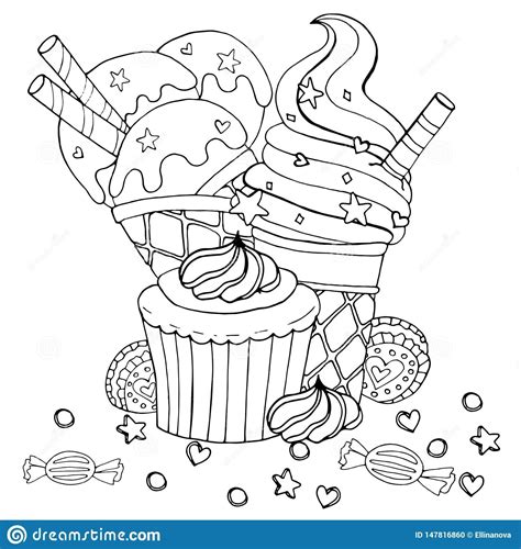 Desserts and sweets coloring pages