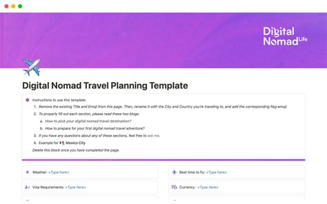 Destination research templates in Excel