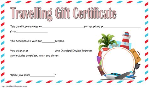 Destination-Specific Travel Gift Certificate Template