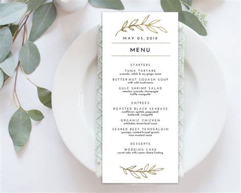 Destination Wedding Menu Template