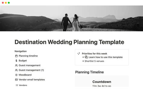 Destination Wedding Planning Template