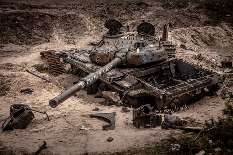 Destroyed Russian tank in Ukraine