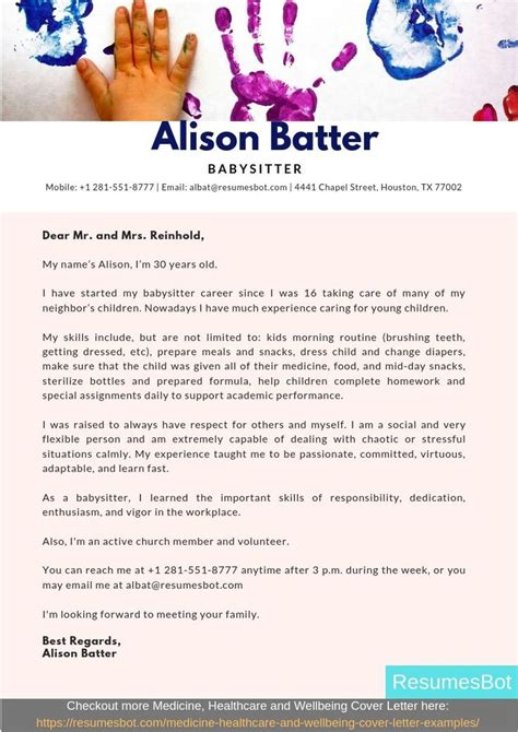 Detailed babysitter letter