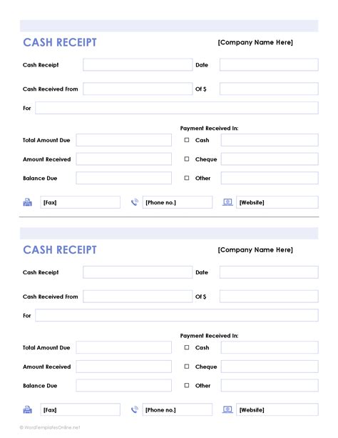 Detailed Cash Receipt Template