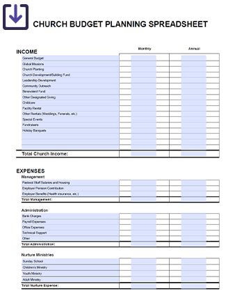 Detailed Church Budget Template