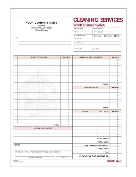 Detailed Cleaning Service Invoice Template