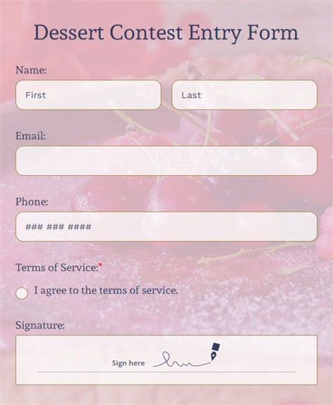 Detailed Contest Entry Form Template