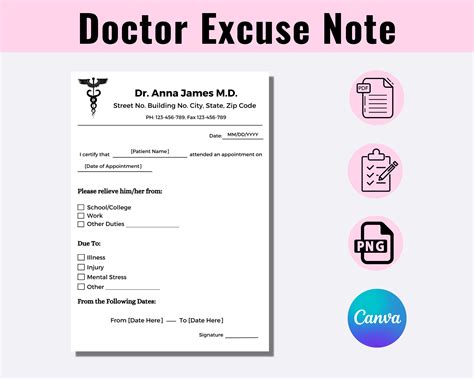 Detailed doctor excuse template