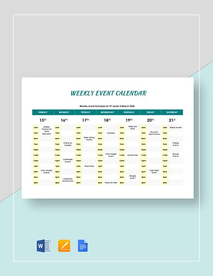 Detailed Event Schedule Template